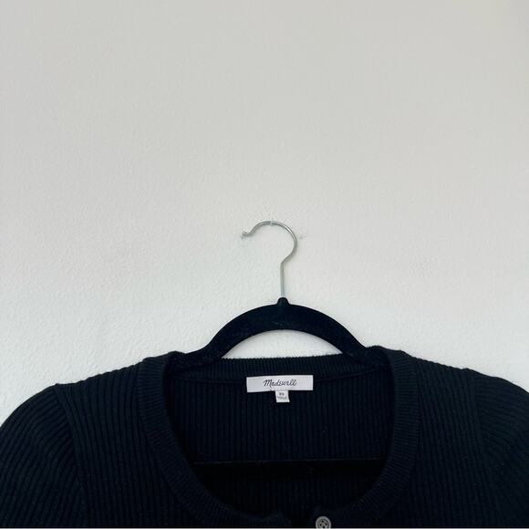 Madewell Henley Sweater Midi Dress in True Black - Picture 5 of 7